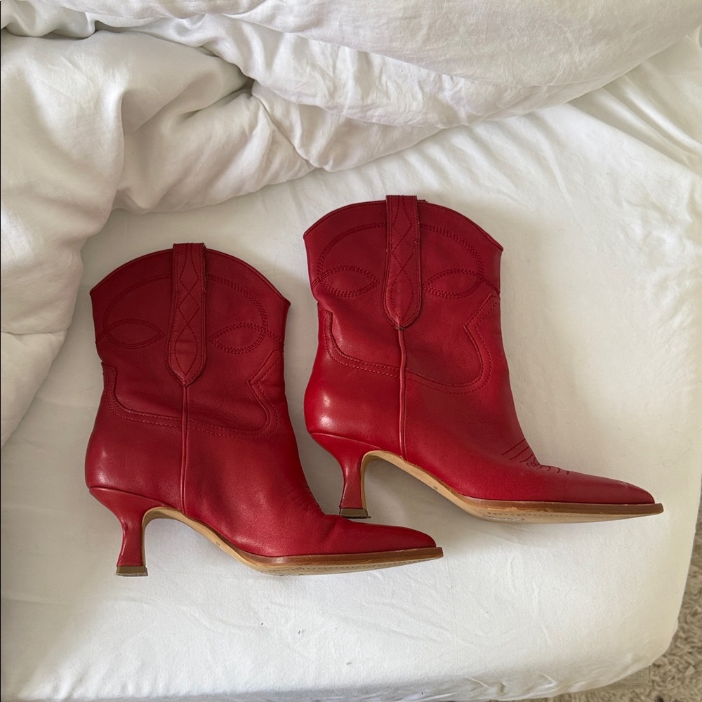 Dolce Vita Red Leather Angel Booties